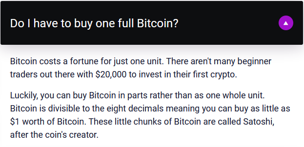 do I have to buy one full bitcoin