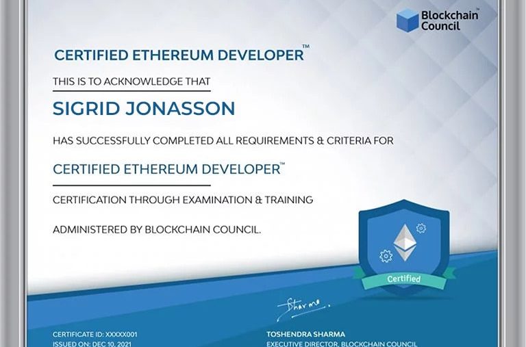 Certified-Ethereum-Developer-certificate - Sigrid Jonasson