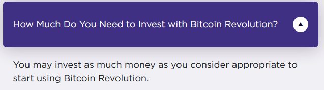 hvor mye er investeringen for Bitcoin Revolution
