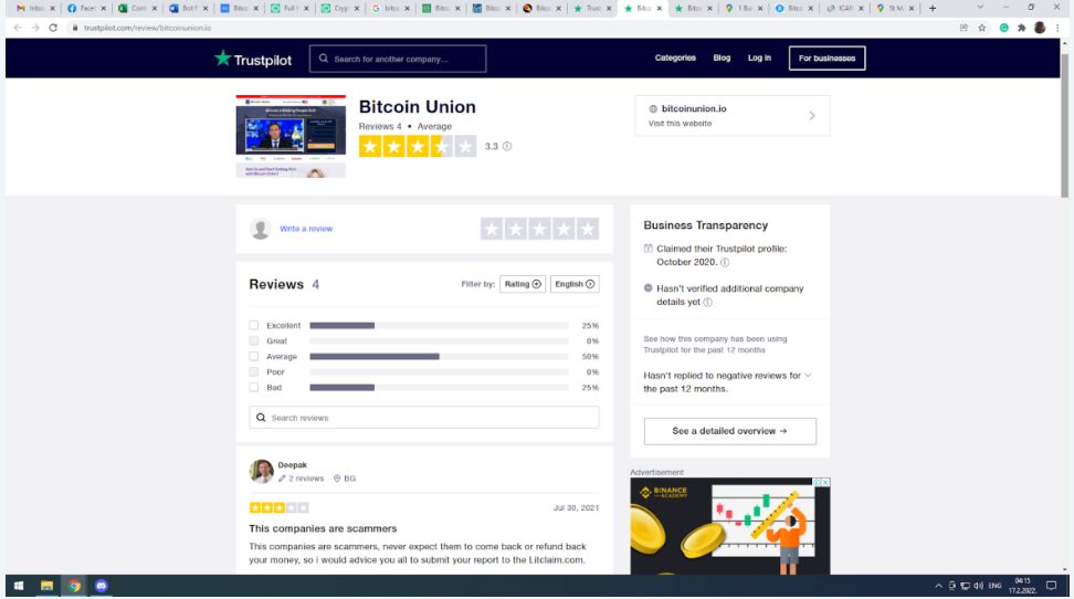 Bitcoin Union-anmeldelser er falske