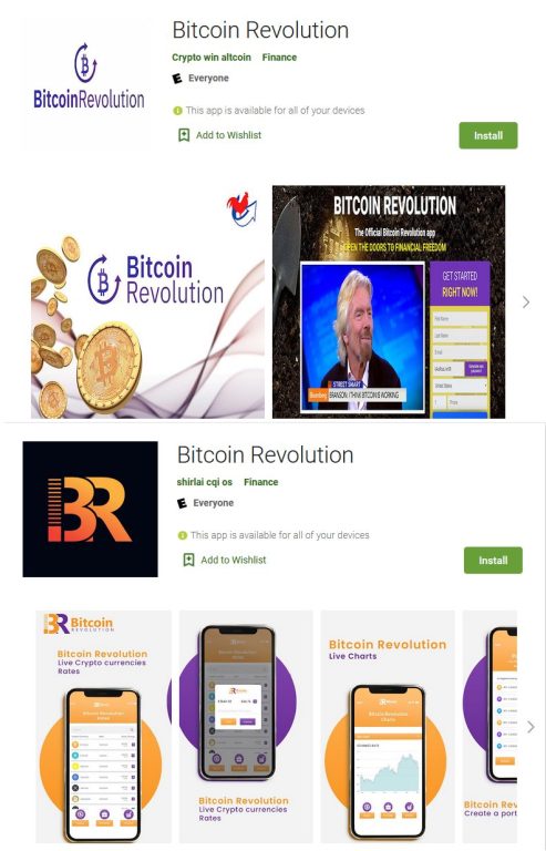 google play-butikksiden til Bitcoin Revolution