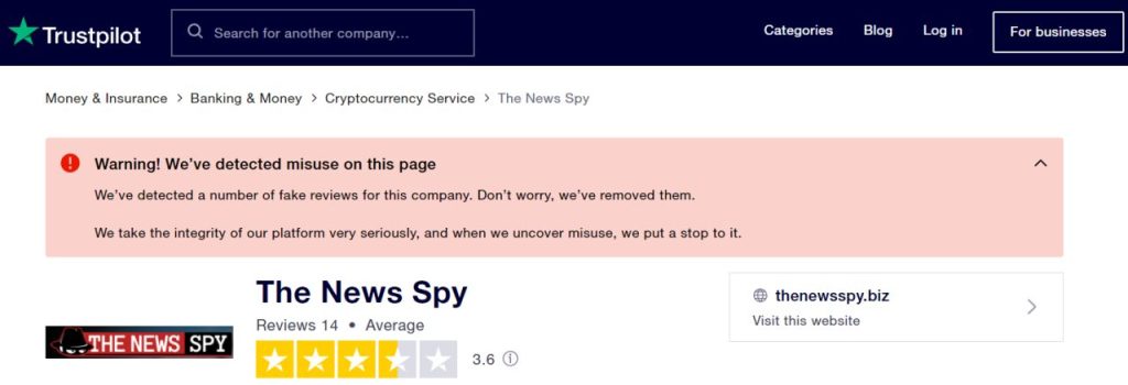 Falske positive anmeldelser for News Spy
